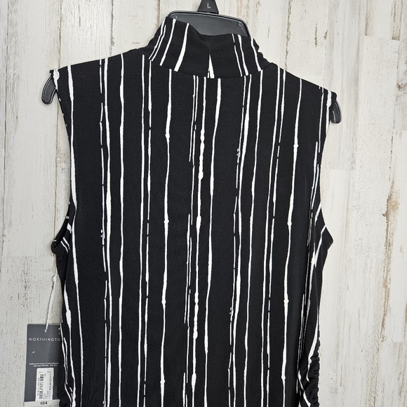 Worthington Sleeveless Black Blouse Cinch Tie Sides Mock Neck Top NWT Size XS - Picture 9 of 9